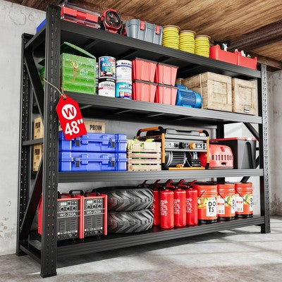 Extra-Wide Heavy-Duty Metal Shelving Rack, 122 cm