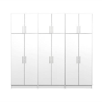 Large White Garage Cabinet Set with Multiple Doors and Shelves