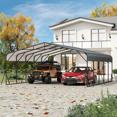 6.1 x 7.6 m Steel Roof Carport with Base