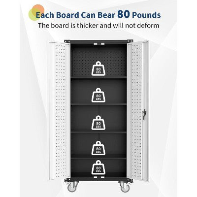Locking Steel Tool Cabinet with Pegboard Back