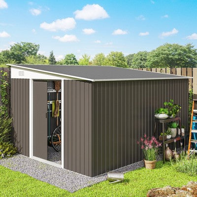 Metal Garden Storage Shed with Lockable Double Doors