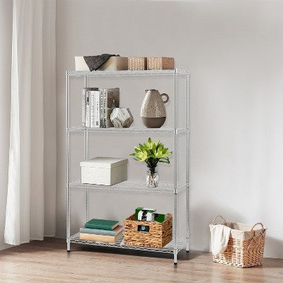 Adjustable Wire Shelving Unit, 140 cm Tall Chrome