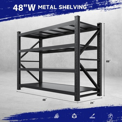 Extra-Wide Heavy-Duty Metal Shelving Rack, 122 cm