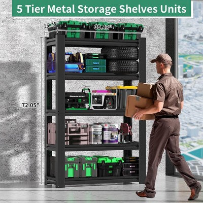 183 cm Tall 5-Tier Heavy-Duty Storage Shelving