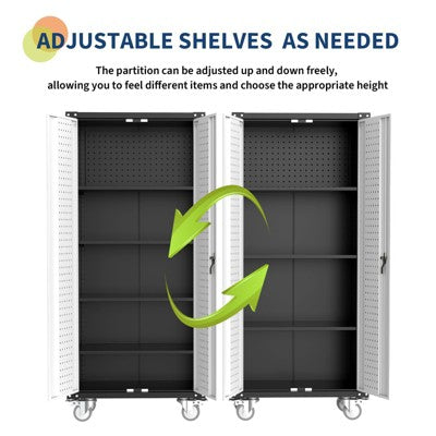 Locking Steel Tool Cabinet with Pegboard Back