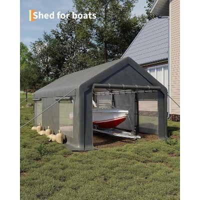 3.7 x 6 m Heavy-Duty Carport with Sidewalls