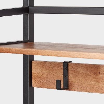 Freestanding Metal Organiser Rack with Hooks and Basket