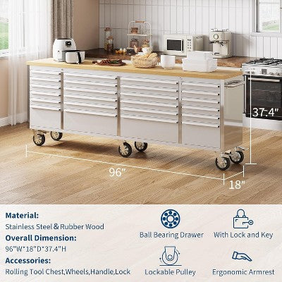 244 cm Rolling Tool Chest with 24 Drawers