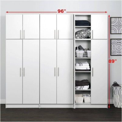 Large White Garage Cabinet Set with Multiple Doors and Shelves