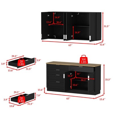 Workshop Storage Cabinet with Drawers, Shelves and Doors