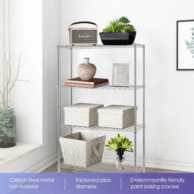 Adjustable Wire Shelving Unit, 140 cm Tall Chrome