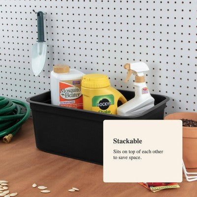 Rugged Stackable Storage Tray, 17L