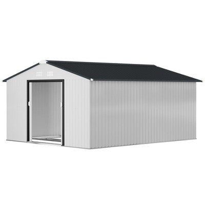 Large Metal Storage Shed with Sliding Doors and Vents