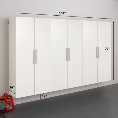 Wall-Mounted Cabinet Set in White with Adjustable Shelves