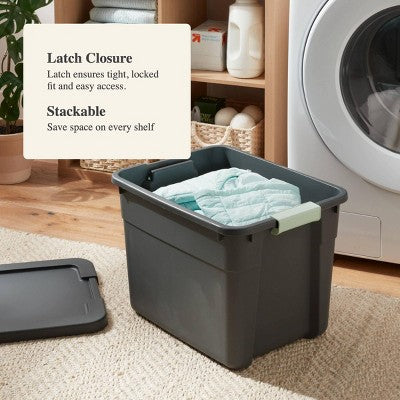 Latching Storage Tote with Lid, 45 L