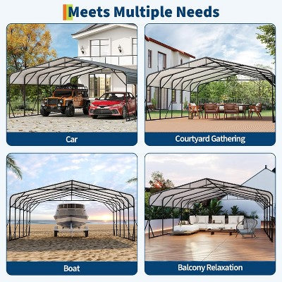 6.1 x 7.6 m Steel Roof Carport with Base