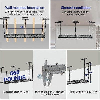 Ceiling-Mounted Overhead Storage Rack, 2.4 x 1.2 m